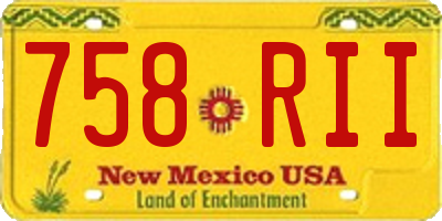 NM license plate 758RII
