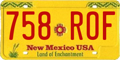 NM license plate 758ROF