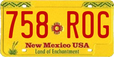 NM license plate 758ROG