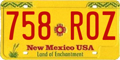 NM license plate 758ROZ