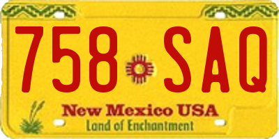 NM license plate 758SAQ