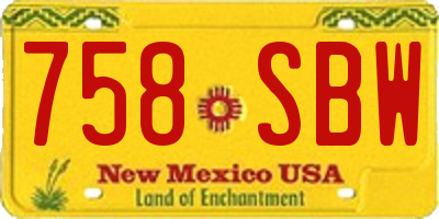 NM license plate 758SBW