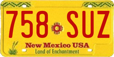NM license plate 758SUZ