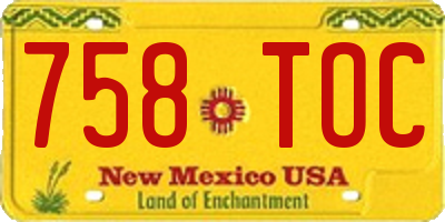 NM license plate 758TOC