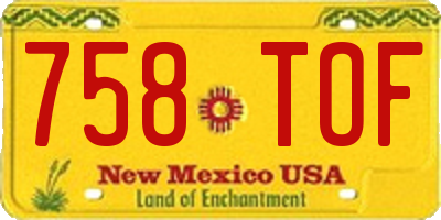 NM license plate 758TOF