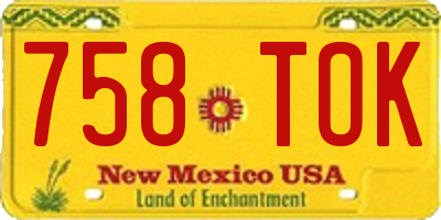 NM license plate 758TOK