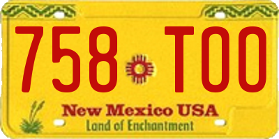 NM license plate 758TOO