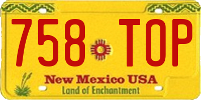 NM license plate 758TOP