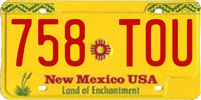 NM license plate 758TOU