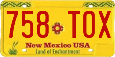 NM license plate 758TOX