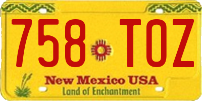 NM license plate 758TOZ