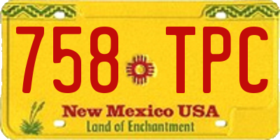 NM license plate 758TPC