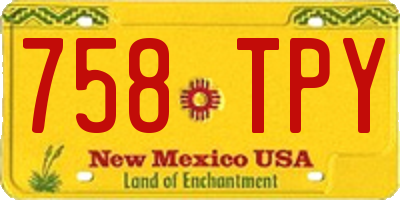 NM license plate 758TPY