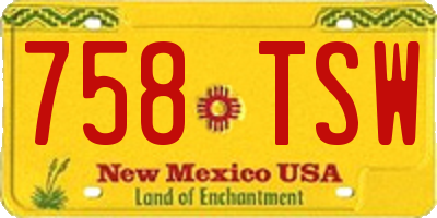 NM license plate 758TSW