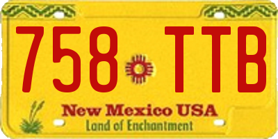 NM license plate 758TTB