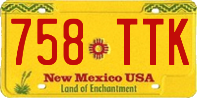 NM license plate 758TTK