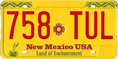NM license plate 758TUL