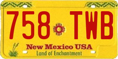 NM license plate 758TWB