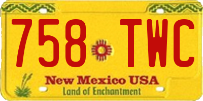 NM license plate 758TWC