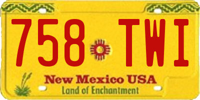 NM license plate 758TWI