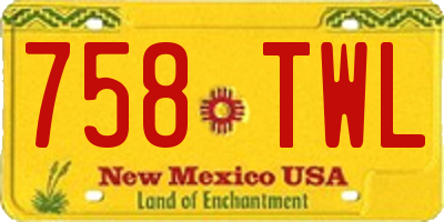 NM license plate 758TWL