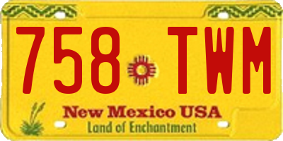 NM license plate 758TWM