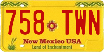 NM license plate 758TWN