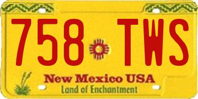 NM license plate 758TWS