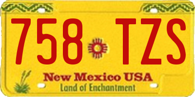 NM license plate 758TZS