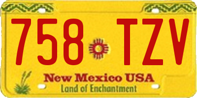 NM license plate 758TZV