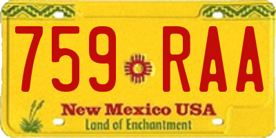 NM license plate 759RAA