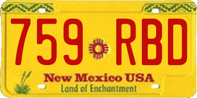 NM license plate 759RBD
