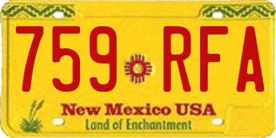 NM license plate 759RFA