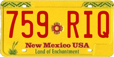 NM license plate 759RIQ