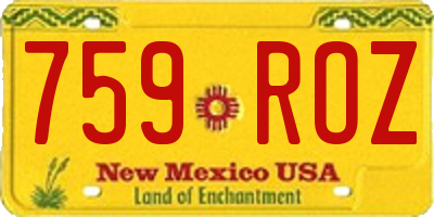 NM license plate 759ROZ