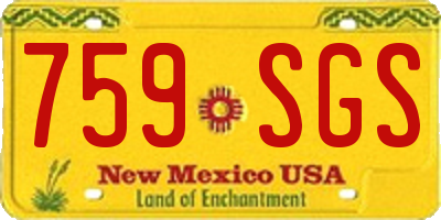 NM license plate 759SGS