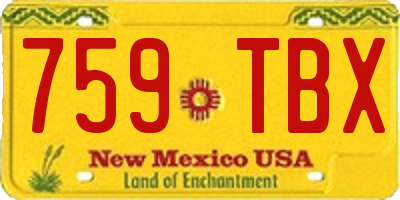 NM license plate 759TBX