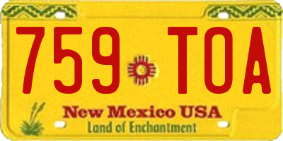 NM license plate 759TOA