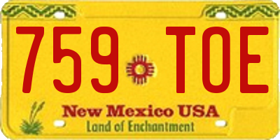 NM license plate 759TOE