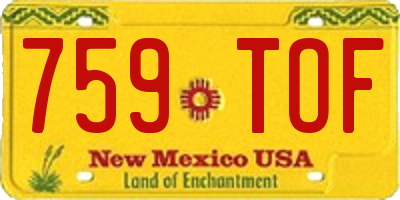 NM license plate 759TOF