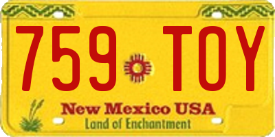 NM license plate 759TOY