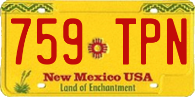 NM license plate 759TPN