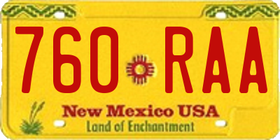 NM license plate 760RAA