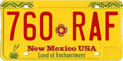 NM license plate 760RAF