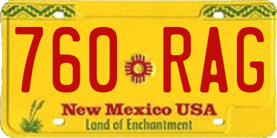 NM license plate 760RAG