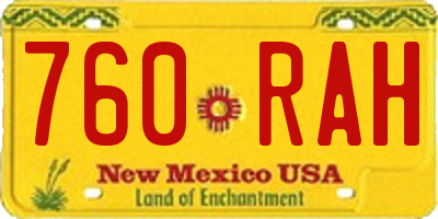 NM license plate 760RAH