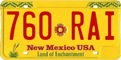NM license plate 760RAI
