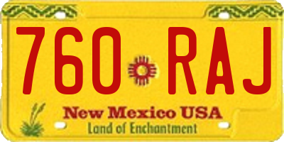 NM license plate 760RAJ