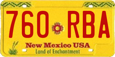 NM license plate 760RBA