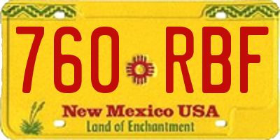 NM license plate 760RBF